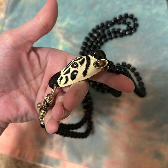 Vintage Zebra Double Strand Heavy Duty Necklace Talbots? - Picture 3 of 7